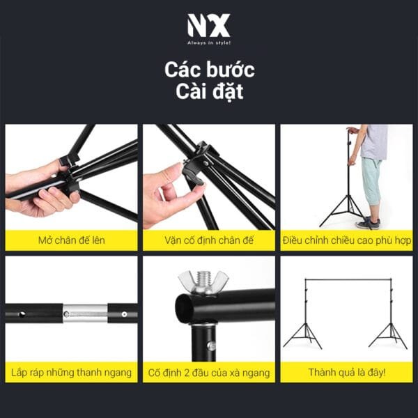 Combo Khung giá treo phông nền chữ U dùng trong studio nhiều kích thước