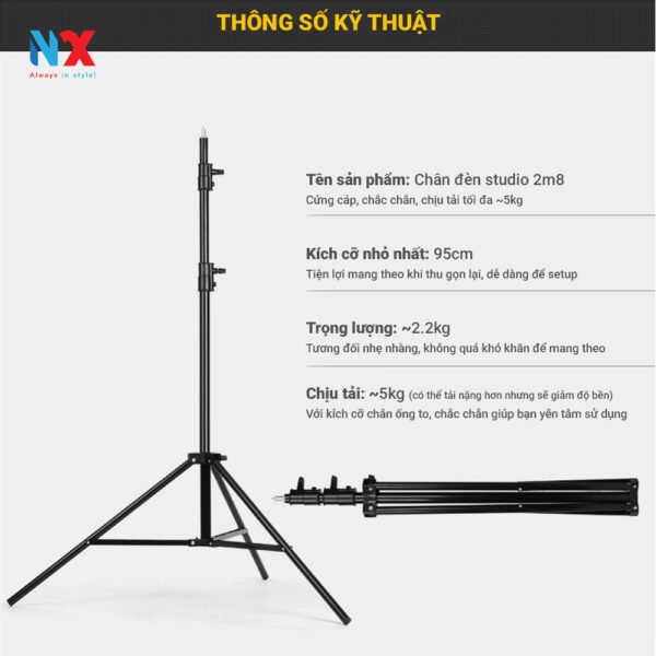 1 copy 3 Chân đèn cao 2.8m hợp kim nhôm