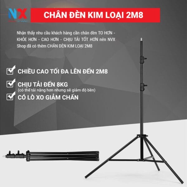 chân đèn chụp ảnh cao 2.8m