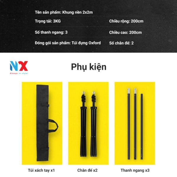 Combo Khung giá treo phông nền chữ U dùng trong studio nhiều kích thước