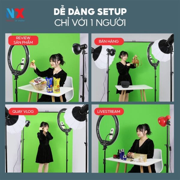 Bộ khung phông xanh tách nền di động kích thước 1.5x2m