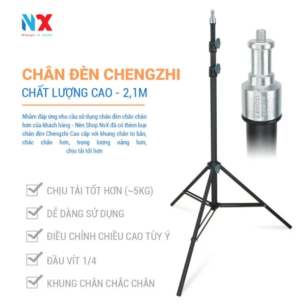 Chân đèn cao 2.1m hợp kim nhôm