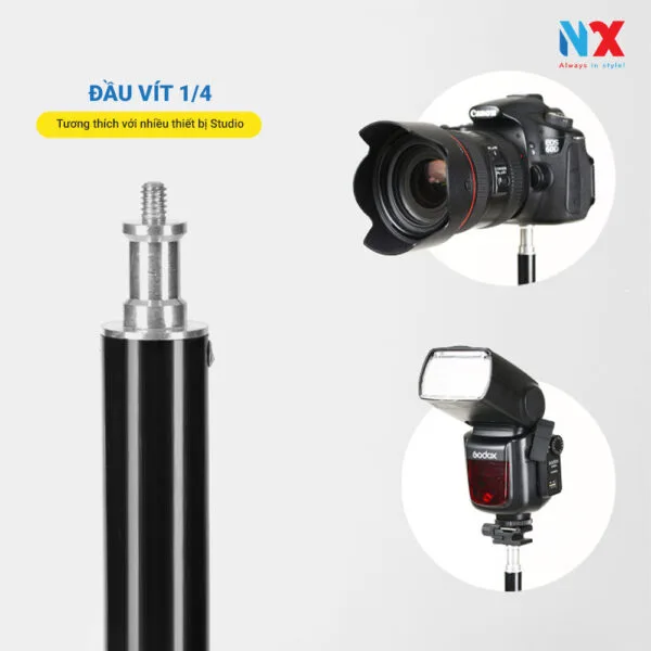 Chân đèn cao 2.8m hợp kim nhôm - gắn đèn livestream, softbox chụp hình, đèn flash, máy ảnh