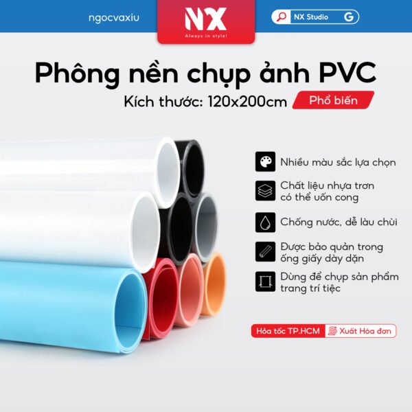 Phông nền trơn nhựa PVC 120x200cm