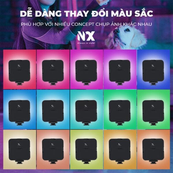 Đèn LED mini cầm tay, đèn gắn máy ảnh VL-84R RGB, đèn nhiều màu sắc, nhiều chế độ sáng