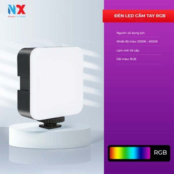 Đèn LED mini cầm tay, đèn gắn máy ảnh VL-84R RGB, đèn nhiều màu sắc, nhiều chế độ sáng