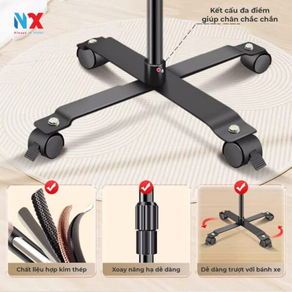 Khung chữ U treo phông nền chụp ảnh, bánh xe di động nhiều kích thước, điều chỉnh được chiều cao và chiều ngang
