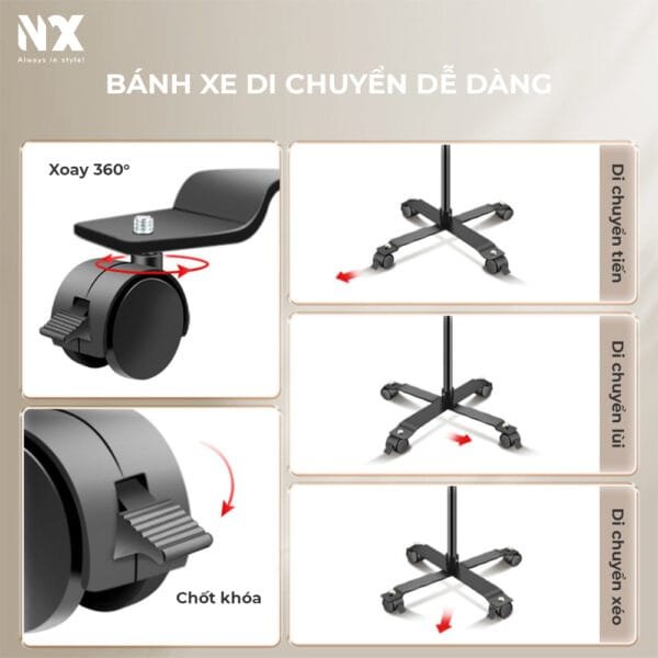 Khung chữ U treo phông nền chụp ảnh, bánh xe di động nhiều kích thước, điều chỉnh được chiều cao và chiều ngang