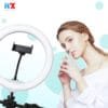 Giá đỡ điện thoại đôi, kèm đèn livestrem tròn 16cm 3 chế độ màu