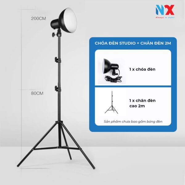 Chóa gắn bóng đèn studio ren e27 có thể gắn được hầu hết bóng đèn