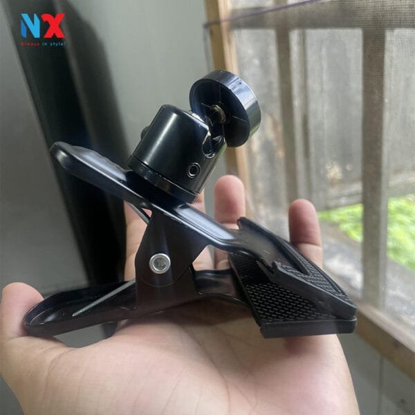 Kẹp kim loại đầu bi xoay 360 độ, kẹp được phông nền, đèn live, điện thoại, khung treo