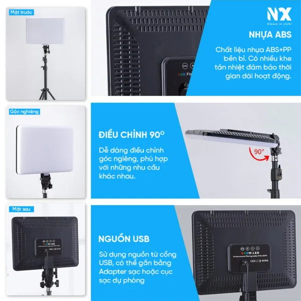 Đèn led 10 inch chụp ảnh, livestream USB, 3 chế độ màu, điều chỉnh cường độ sáng PL-26