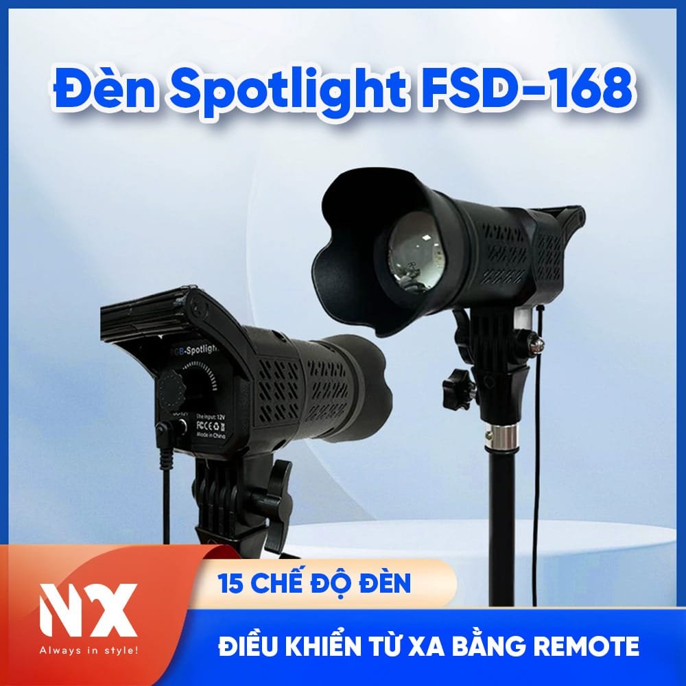 Đèn Spotlight FSD-168 ánh sáng hội tụ, chiếu sáng chụp ảnh, quay phim với nhiều chế độ ánh sáng