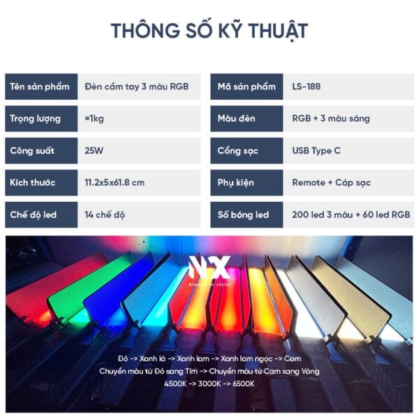 LS188 copy 2 Đèn led cầm tay RGB LS-188