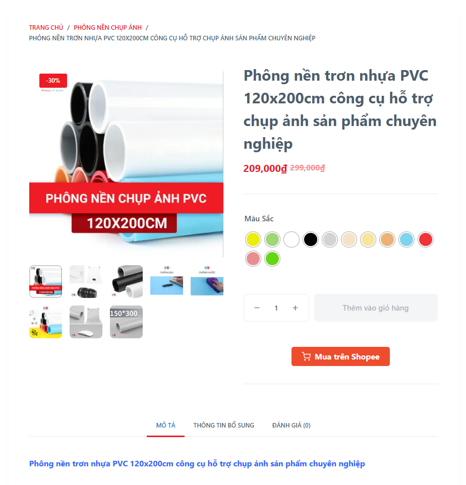 nút "Mua trên Shopee" máy tính