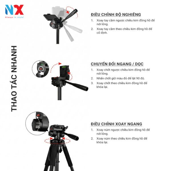 Tripod F-680T Cao 1m8 dùng cho máy ảnh chuyên nghiệp
