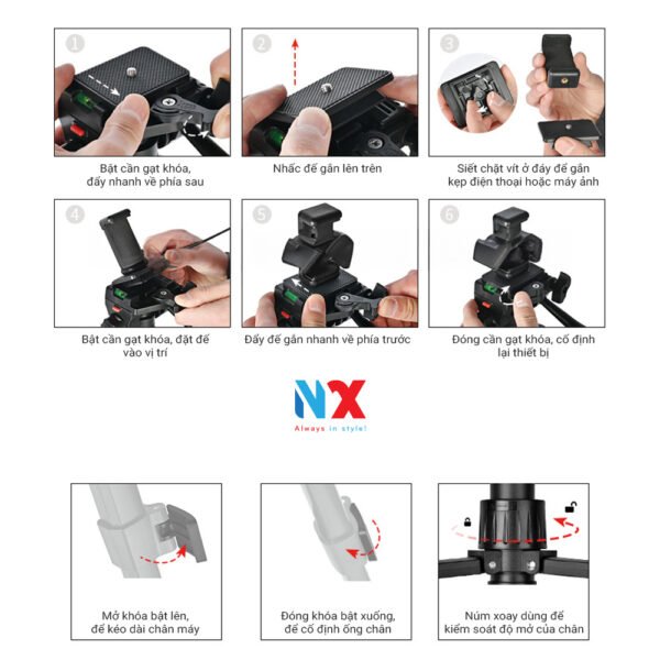 Tripod F-680T Cao 1m8 dùng cho máy ảnh chuyên nghiệp