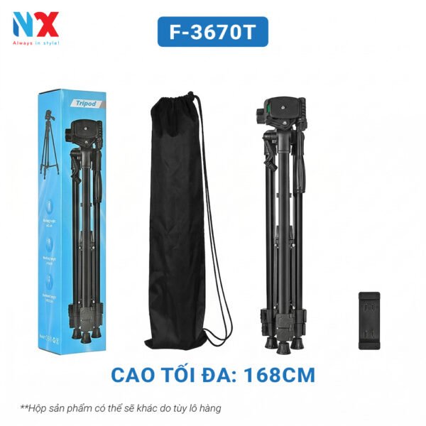 Tripod F-3670T Cao 1m7 dùng cho máy ảnh, điện thoại