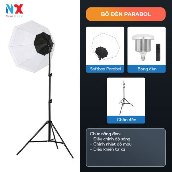 Den Parabol Bộ Đèn Studio Chuyên Nghiệp - Tùy Chọn Parabol & Softbox 150W