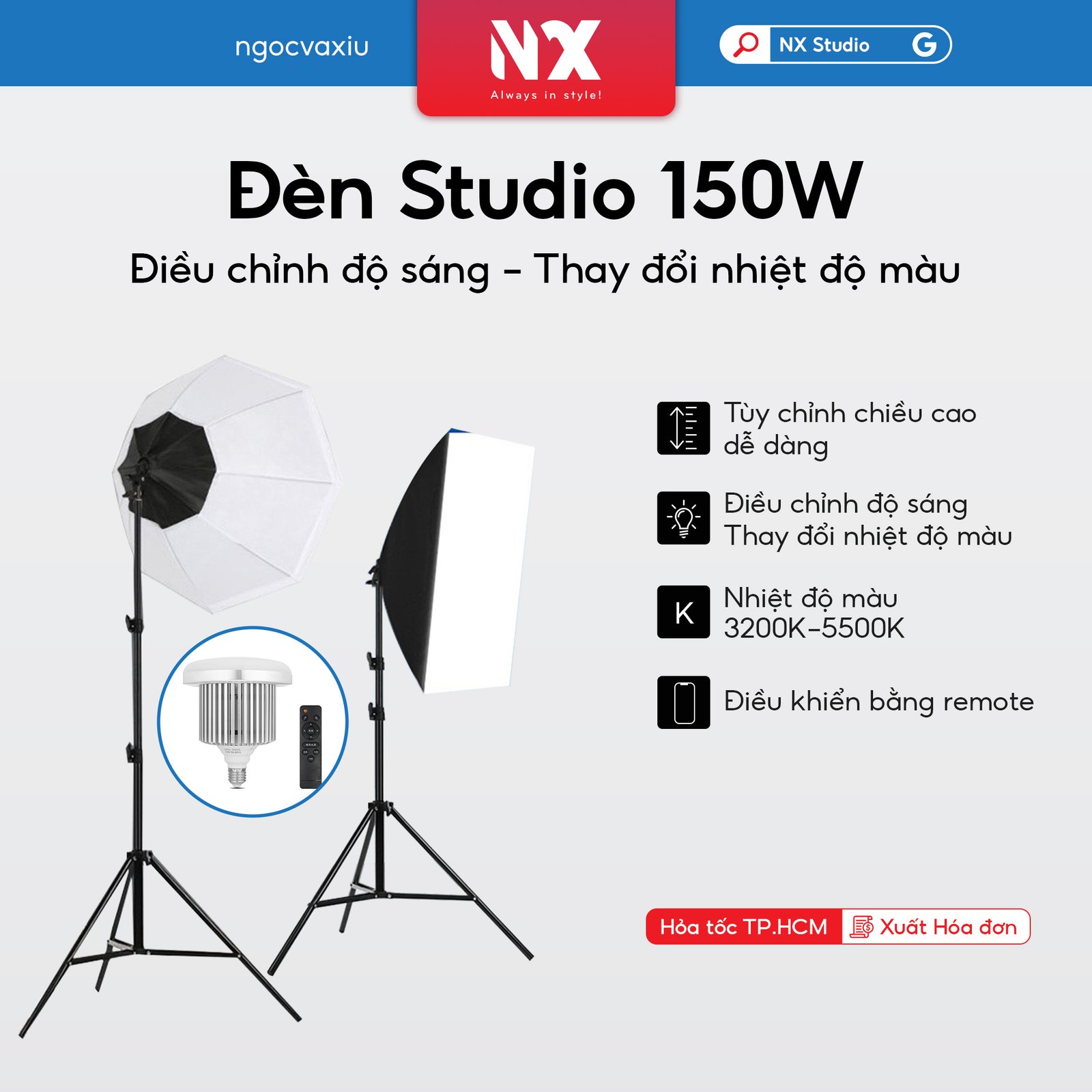Bộ Đèn Studio Chuyên Nghiệp – Tùy Chọn Parabol & Softbox 150W