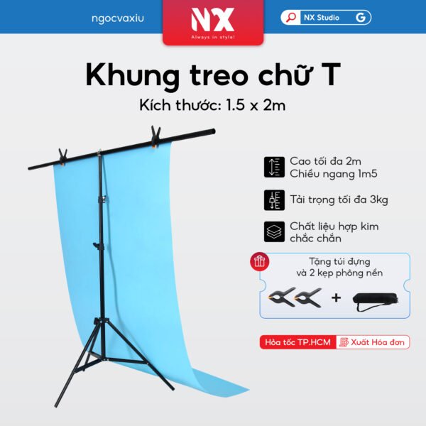 Khung treo phông nền chữ T 1.5x2m Khung treo chữ T cao 2m ngang 1m5